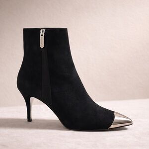 NEW Calvin Klein Black Ankle Boots with Silver Toe